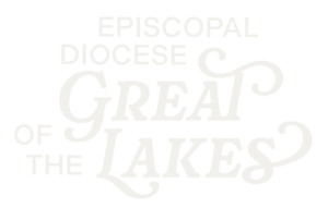 Image Description: Stylized wordmark for our diocese that reads "EPISCOPAL DIOCESE OF THE GREAT LAKES." The words "GREAT LAKES" are in a custom serif fonts with swoops on some of the letters that look like waves. The rest of the words are in a sparse, clean sans serif font.