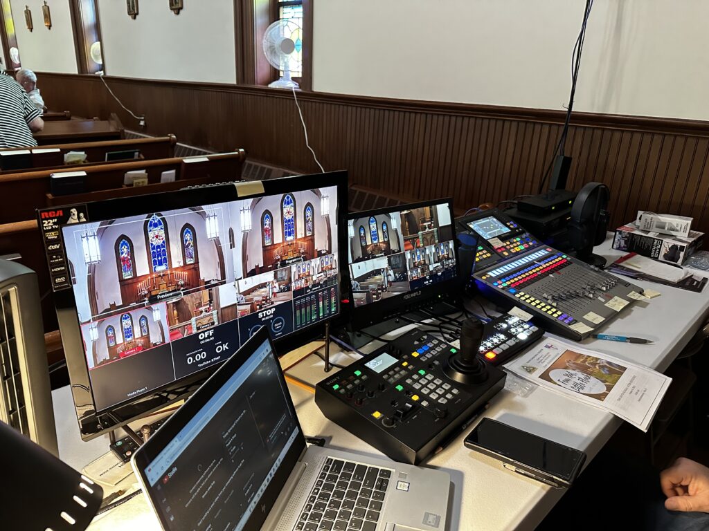 IMAGE DESCRIPTION: A detail shot of the tech booth in a nave.