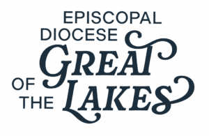 IMAGE DESCRIPTION: A dark blue stylized wordmark which reads, "EPISCOPAL DIOCESE OF THE GREAT LAKES."